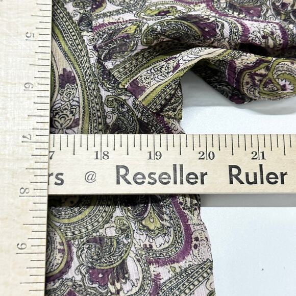 Apt 9 Tunic Top M Green Purple Sheer Paisley Boho Chic Artsy Cottagecore Fairy - Picture 8 of 8